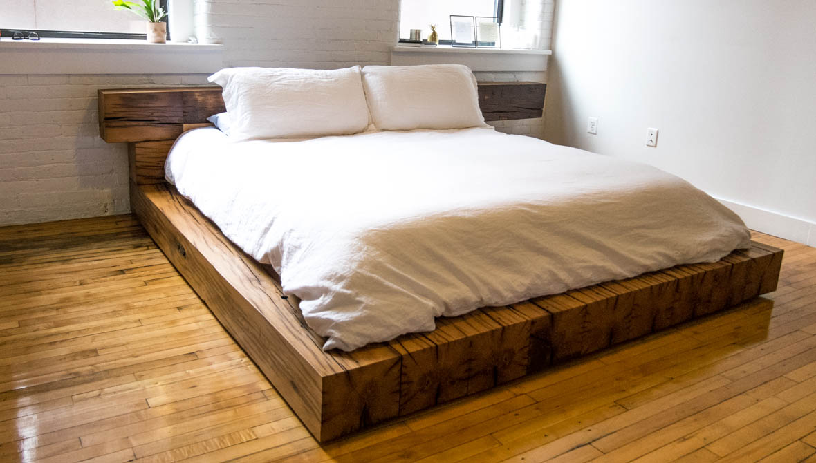 reclaimed oak beam bed