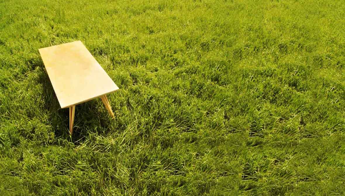 Unique desk design out of birch plywood