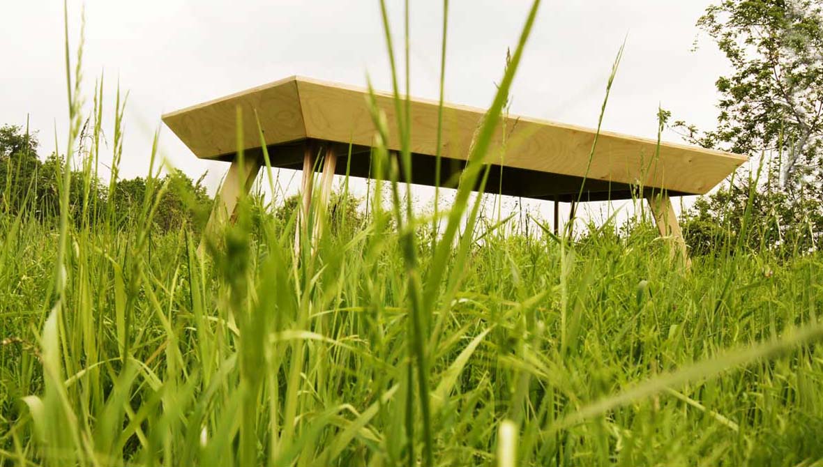 Unique desk design out of birch plywood