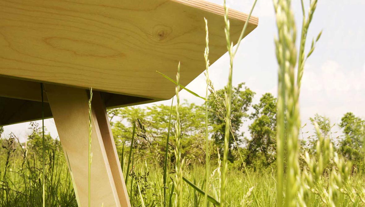 Unique desk design out of birch plywood
